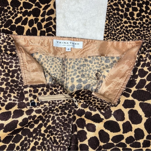 Trina Turk Animal Print Corduroy Flare Leg Pants - Picture 5 of 6